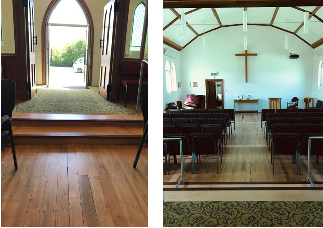 Relaid floor, new steps & new carpet. Bespoke lighting